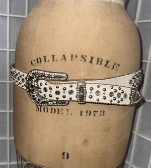 Vintage Chunky Y2K Studded Equestrian Western Boho Preppy Metal White Cross Belt thumbnail 1