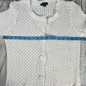 Cartise Womens Medium Cream Cotton Knit Crochet Button Front Cardigan Duster‎ thumbnail 7