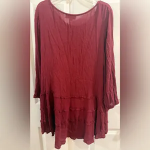 Flowy Wine Red Tiered Tunic Top by Hudson Gray thumbnail 5