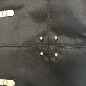 BLACK HANDBAG WITH SILVER METAL HANDLES NYLON MATERIAL 4 SILVER STUD DESIGN thumbnail 4