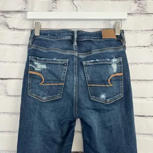 American Eagle Super Hi-Rise Jegging Women’s 4R Distressed Dark Wash Stretch Y2K thumbnail 9