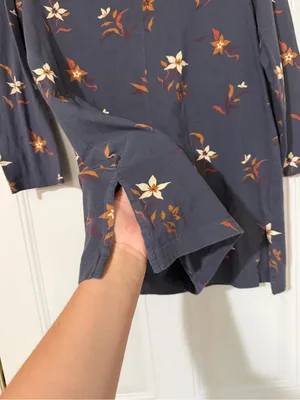 Duluth Trading Co Floral Knit 1/4 Sleeve Pullover Tunic Round Neck Medium Fall Blue thumbnail 5