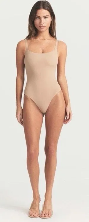 SKIMS Fits Everybody Square Neck Thong Bodysuit Nude Size XS NWT $60 thumbnail 1