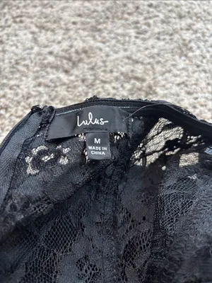Lulus Sultry Persona Black Lace Strapless Bustier Mermaid Maxi Dress size medium thumbnail 8