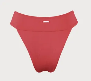 Berlook Red Ribbed High Cut Wide Waistband Bikin Bottom ONLY 70 thumbnail 7