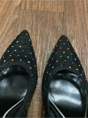 Zara Womens Black Mesh Pumps Heels Size 37 US 6.5 Multicolor Beading Beads thumbnail 12