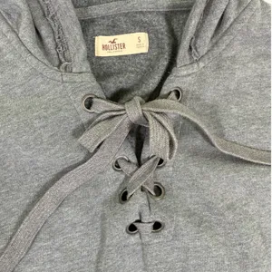 Hollister Womens S Gray Lace Up Longline Tunic Hoodie Sweatshirt Y2K thumbnail 2