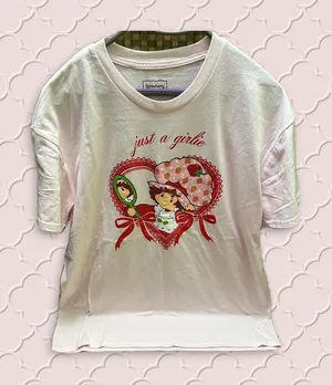 Strawberry Shortcake Pink Graphic T-Shirt with Heart Design size L thumbnail 1