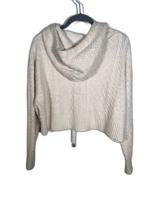 Zara Womens Cream Knit Sweater Hoodie Sweatshirt Small thumbnail 5