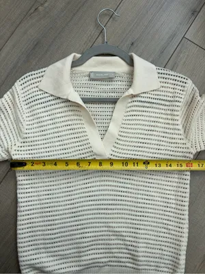 Everlane Cotton Merino Short Sleeve Knit Polo Cream XS thumbnail 8