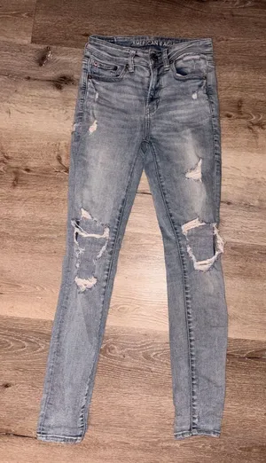 American Eagle Outfitters Light Wash Distressed Skinny Jeans - Women thumbnail 1