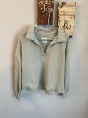 Abercrombie & Fitch Soft A & F Collared Polo Sweatshirt | Seafoam Green thumbnail 2