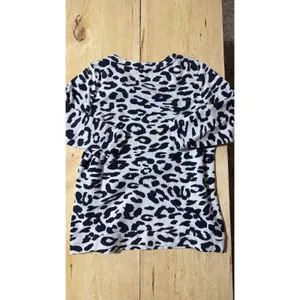 M&S‎ Collection Women's Leopard Print Sweatshirt White Navy Blue Cotton UK 12 thumbnail 5