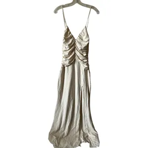 Oh Polly Elanora Deep V-neck Maxi Dress in Ivory Size M New thumbnail 4