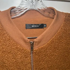 Mirol Womens Teddy Fleece Zip Up Bomber Jacket Brown Caramel Size Medium neutral thumbnail 3