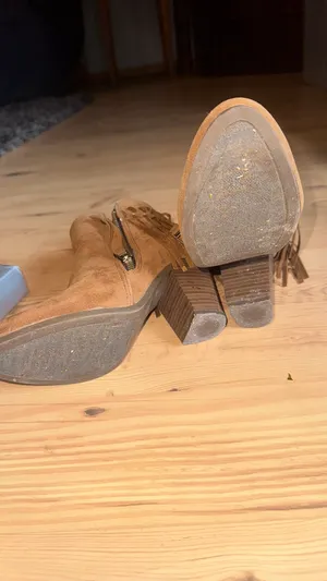 Leather fringe heels brown 7 thumbnail 6