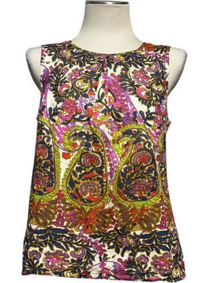 Talbots 100% Cotton Sleeveless Blouse Top Multicolor Paisley 12 thumbnail 1
