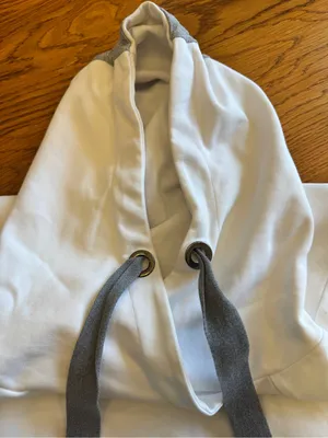 Eleventy Made In Italy hoodie white with gray trim‎ size small. Cotton. thumbnail 10