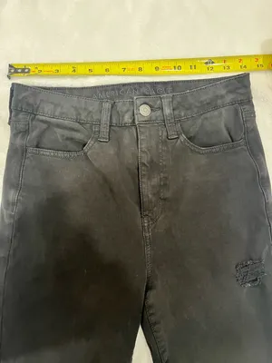 American Eagle Super Hi-Rise Jegging - Black Distressed -Size 6 thumbnail 7