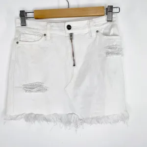 Sanctuary‎ White Denim Frayed Zipper Detail Mini Jean Skirt Womens Size 24 thumbnail 1