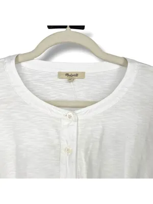 Madewell Bombay Minimalist Casual White Long Sleeve Henley Top Size XL NWT thumbnail 3