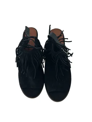 LUCKY BRAND Womens Liennah Black Fringe Heels Size 8 thumbnail 2