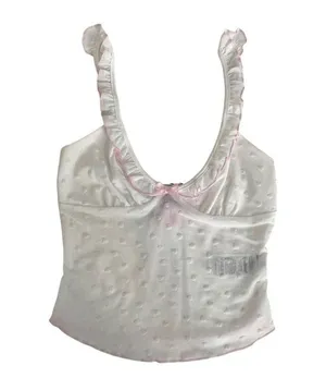 Edikted Y2K Babydoll Sheer Camisole Top Size XS Ruffle Bow Coquette Feminine thumbnail 1