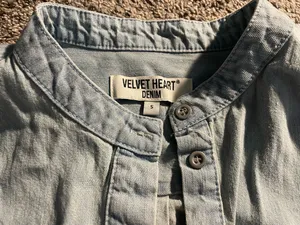 Women denim button up blouse small thumbnail 2