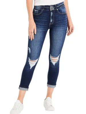 KanCan for Maurices high rise double exposed button distressed crop jeans sz 32 thumbnail 1