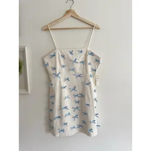 BHLDN Blue Bow Fitted Mini Dress Size 12 NEW thumbnail 3