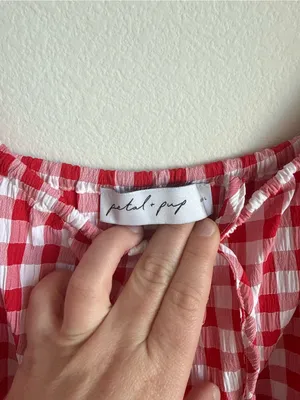 Petal + Pup Dorothea Gingham Mini Dress Red White Smocked Large thumbnail 13