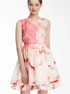 Alice + Olivia Catherine Pink Floral Party Dress In Cherry Blossom Mist Size 2 thumbnail 14