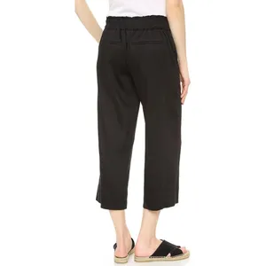 Vince Black Linen Blend Belted Utility Culottes Wide Leg Cropped Pants Size 6 thumbnail 2