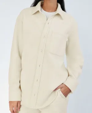 TNA‎ | Women's Oversized Fleece Button Up Polar Shirt Jacket, Whisper White, XL thumbnail 1