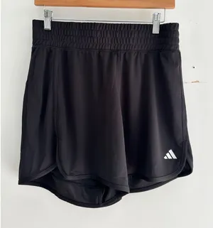 Adidas Pacer Knit High Training Shorts Black Womens M 5 Inch Activewear NWT thumbnail 1