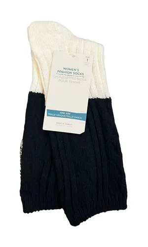 Old Navy Womens One Size Black White‎ Gray Marled Colorblock Fashion Socks NEW thumbnail 1