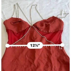 SUPERDOWN Jaxie Diamond Mini Dress Women's M Rust Embellished Sleeveless Party thumbnail 12