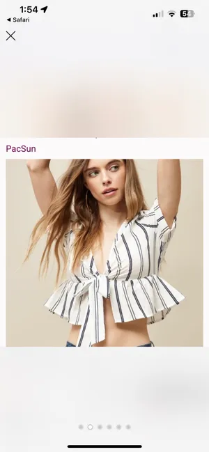 PacSun Blue and white tie blouse thumbnail 2