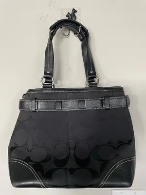 Vintage COACH HAMPTONS BLACK SIGNATURE C PYTHON STRIPE TOTE Big Logo thumbnail 2