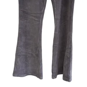 Aerie Ribbed Velour Flare‎ Pants Gray High Waisted Leggings Size Medium Cozy thumbnail 3