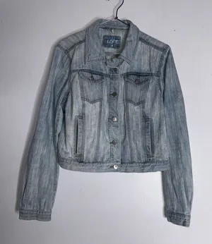 Loft Medium Light Wash Denim Jean Jacket‎ thumbnail 1