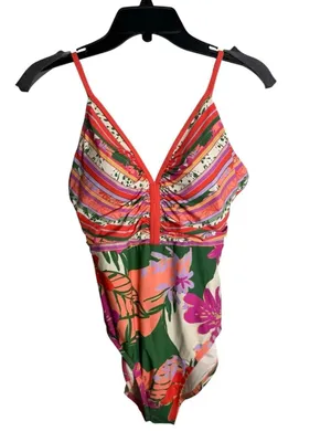Tribal 7004XX-3562-XIX Palms-Flatten It Gathered Swimsuit-Cartagena M NWT thumbnail 3