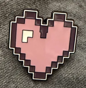 Pixel heart Enamel Pin thumbnail 1
