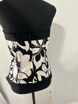 White House Black Market Corset Top Black White thumbnail 3