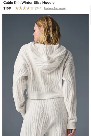 Alo Yoga Cable Knit Hoodie Winter Bliss thumbnail 3