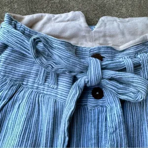 Free People Striped Tie Waist Pants Womens 0 Blue thumbnail 5