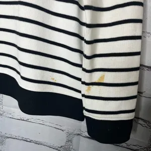 Lauren Ralph Lauren Striped Cowl Neck Sweater White & Black Sz L Cotton Knit Y2K thumbnail 9