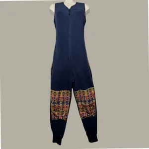 Patagonia Women's Fleece Jumpsuit Small Navy Geometric Cabincore Outdoor Lounge thumbnail 2