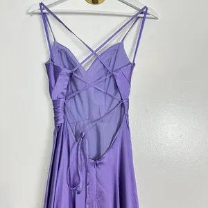 LA FEMME Sleeveless Satin Gown in Lavender Size US 2 thumbnail 7