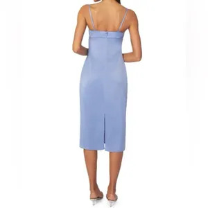 WEWOREWHAT Cowlneck Satin Midi Slip Dress Slate Blue Women’s Sz 2 thumbnail 4
